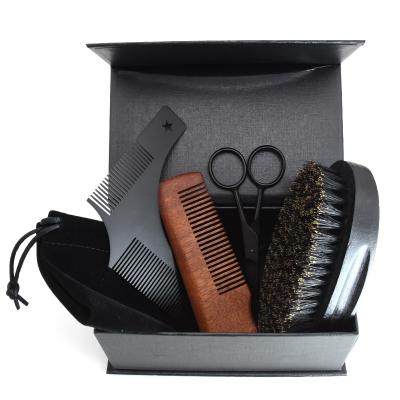 China Antibacterial Gentlemen Brush Comb Mustache Scissors Trimming Beard Care Men Grooming Kit for sale