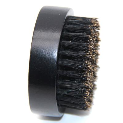 China Custom Bristle Private Label Shaving Brush Logo Black Wooden Round Boar Round Beard Brush For Men for sale