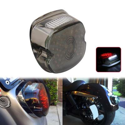 China Newest ABS Plastic OVOVS 12V Smoked Led Laydown Tail Light With Turn Signal Light For Harley Motorcycle for sale