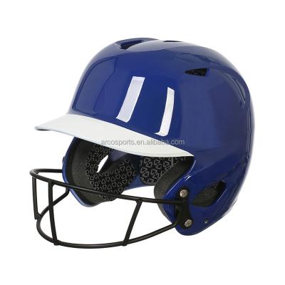 China ABS Core Safe Material Quality Size Two Tone Dark Blue With White Gloss With Face Guard Wadding Helmet Softball Baseball Helmet for sale