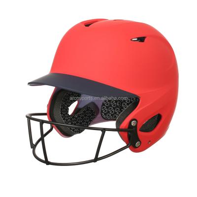 China ABS Core Safe Material Two Tone Red With Black Matt With Face Guard Batting Helmet Softball Baseball Helmet for sale