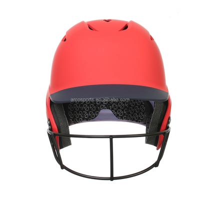 China Main Safe Anti-High Impact Two Tone Red With Black With Face Guard Safety Bump Batting Baseball Helmet Baseball Helmet for sale