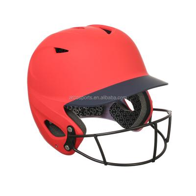 China Hot Selling New Style Main Safe With Jaw Guard Baseball Helmet Two Tone Matte Protective Wadding Helmets for sale