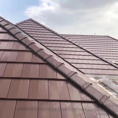 China Modern good quality wood color ceramic flat tile roofing for villa house flat roof used for sale