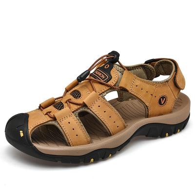 China Summer Genuine Leather Big Size Mens Shoes Men's Breathable Sandals New Fashion Sandals Slippers Large Size for sale