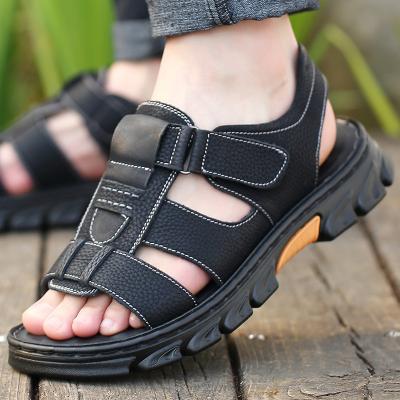 China 2022 Men's Breathable Sandals Leather Trim Open Toe Beach Sandal Outdoor Summer Sports Sandals Shoes For Men for sale