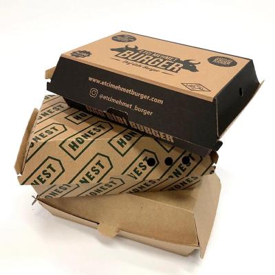 China Recyclable Burger Packaging Custom Take Away Paper Hamburger Packaging Box Hamburger Boxes for sale