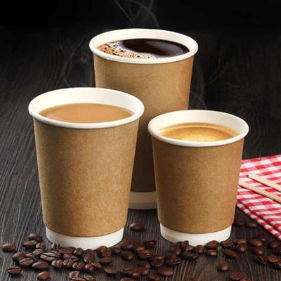 China Wholesale Printing Recyclable Brown Kraft Paper Biodegradable Disposable Eco-Friendly Double Wall Paper Cup for sale