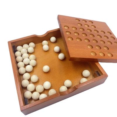 China Noble 2023 Hot Simple WOODEN Simple Party Challenge Fun Brain Teaser Puzzle Solitaire Chess Portable Board Game for Kids Adults for sale