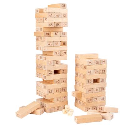 China Construction Toy Factory Direct 99 PcsWooden Collapsing Tower Drinking Sets For Adults Wooden Stacking Tower Blocks Drunk Building Blocks Toys for sale