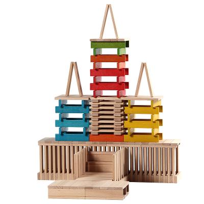 China 2023 Factory direct wooden natural domino building toy building blocks tower collapsing stacking blocks kids building blocks set for sale