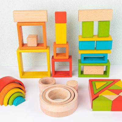 China Building Toy Wooden Box Rainbow Stacking Building Blocks Wooden Stacking Toy Building Blocks Toys For Children Educational DIY Toy for sale