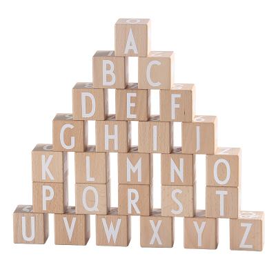 China Direct Building Toy Factory ABC Wooden Building Blocks For Toddlers 26 PCS Alphabet Letter Block Set Educational Montessori Toys For Children for sale