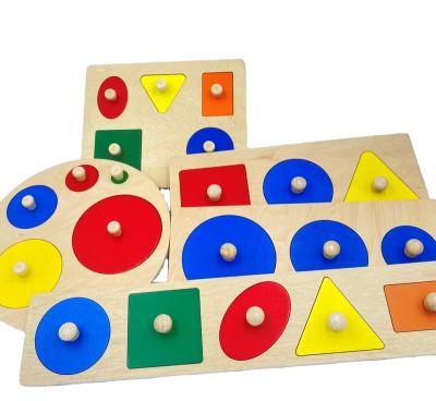 China Toy FactorMontessori Multiple Shape Jigsaw Educational Jigsaw Puzzle Wooden Geometric Toddler Sensory Toy for Shape and Color Sorter for sale