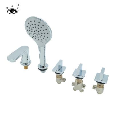 China Without Slide Bar Factory Outlet Bathtub 5 Piece Set Tub Valves 3 Handle Bathtub Faucet Handwheel Outer Cover Zinc Alloy Brass for sale