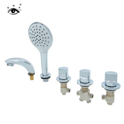 China Modern Factory Outlet 3 Piece Delta Bathtub Set Brass Bathroom Tub Faucet With Hand Held Shower for sale