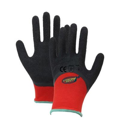 China Lyeeang Safety OEM ODM 15 Gauge Polyester Line Breathable Protection 3/4 Coated Nitrile Glove Abrasion Hand Resistant Glove En388 for sale