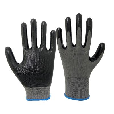 China Lyeeang Safety Logo 13 Gauge Custom Made Comfortable Abrasion Resistant Nitrile Coated Glove En388 Sandy Finish Anti Silp Working Dipped Gloves for sale