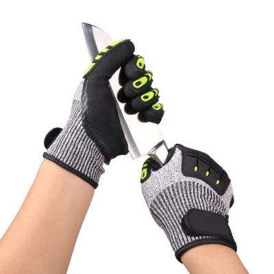 China Lyeeang Safety Comfortable OEM 13 Gauge Hppe And Nitrile Coated Glove CE EN388 ANSI A4 Cut Cut TPR Impact Resistant Mechanic Gloves For Work for sale