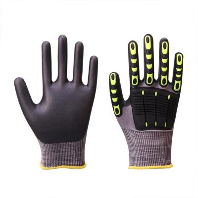 China Lyeeang Comfortable Sandy Finish Niteile Coating Ce En388 Comfortable Lyeeang Safety Popular Type ANSI Cut Off Anti Impact A5 Tpr Safety Gloves For Work for sale