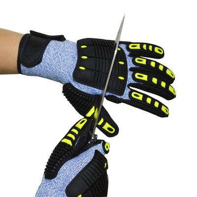 China Gasanti Impact Glove Lyeeang and CE En388 Comfortable Safety Petroleum Work ANSI Cut A5 Hppe Latex Coated Tpr Mechanics Gloves For Industrials for sale