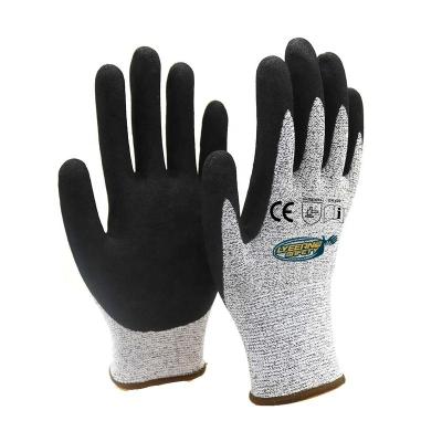 China CE En388 Hppe Sandy Nitrile Coated Dipped Gloveswith Work Glove Lyeeang Safety Comfortable Abrasion Resistant Hand Protective Touch Screen for sale