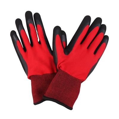 China Lyeeang Comfortable Safety EN 388 Logo Cold Room Industrial Dipped Glove 15G Nitrile Liner Sandy Foam Coated Winter Work Nylon Gloves for sale