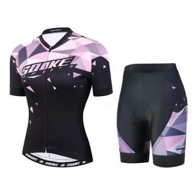 China Breathable Souke Sports Cycling Suits Women's Cycling Singlet And Shorts Full Sets for sale