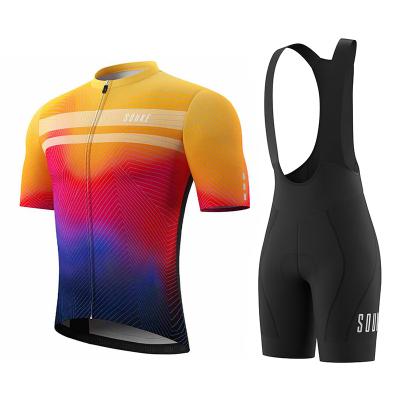 China Souke Men's Full Set Breathable Bike Tank Top And Bib Shorts Cycling Clothing Set for sale