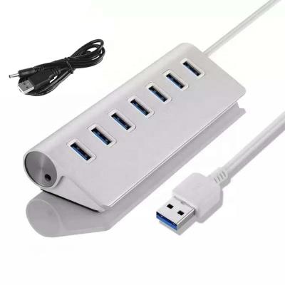 China Hottest Port Data Transfer+ 3.0 Charger Aluminum Alloy USB 7 Hub DC Power Supply Expansion USB 3.0 Hub for sale