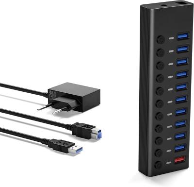 China Data Transfer+ 2.4A Charning 11-Port Switch Hub USB 3.0 Transmission USB 3.0 Port 2.4A USB Hub 12V Charging Voltage 4A for sale