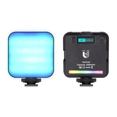 China W64RGB On-Camera Lighting Equipment Mini Rechargeable Video RGB LED Camera Pocket Light for Video Conference for sale