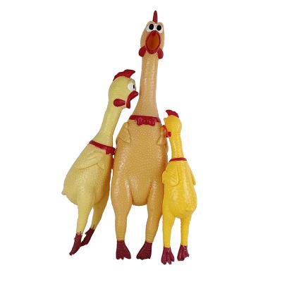 China Viable Wholesale High Quality Durable Durable Chicken Squeaker Duct Chicken Yellow Screaming Chewing Toy for sale