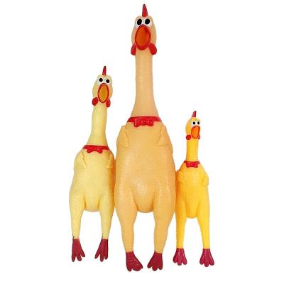 China Hot Sustainable Safe Funny Yellow Rubber Squealing Chicken Big Sale For Pets Or Kids for sale