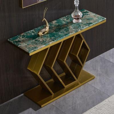 China French Modern Marble Extendable Table Top Hotel Console Style Stainless Steel Porch Entryway Luxury Gold Table for sale