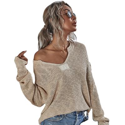 China Anti-wrinkle Factory Direct Sale Women's High Quality Oversized V-Neckline Long Sleeve Top Sweaters for sale