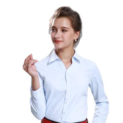 China Anti-pilling high quality office dress women formal uniform classic shirts business wear long sleeve shirt for sale