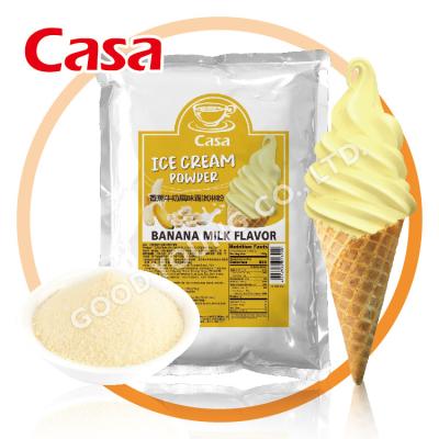 China Instant Ice Cream Material For Dessert 1KG Banana Milk Flavor Instant Serve Soft Serve Ice Cream Powder Mix for sale