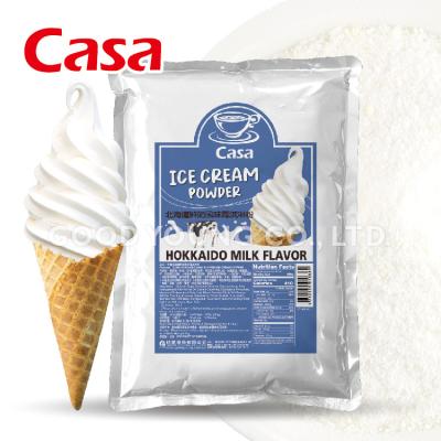 China ISO Certification Instant HOUSE 3 in 1 Hokkaidou Milk Flavor Instant Serve Soft Serve Ice Cream Powder Mix for sale