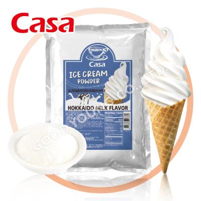 China Instant Ice Cream Material For Dessert 1KG Hokkaidou Milk Flavor Instant Serve Soft Ice Cream Powder Mix for sale