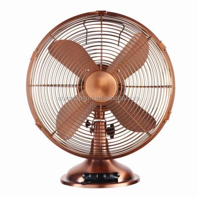 China 12 inch 30cm metal copper antique brushless motor retro, with battery, energy saving, 12V ac/dc adapter, rechargeable table fan for sale