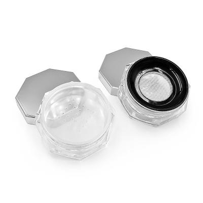 China Round Transparent Loose Powder Case with Twist to Open Lid 15g Capacity Customizable Logo for sale