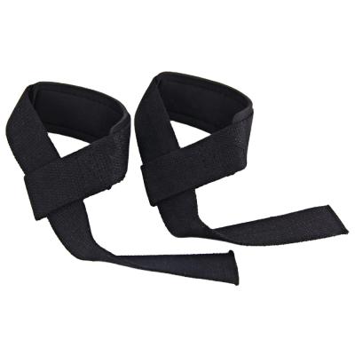 China High Elasticity Customized Logo Training Wrist Straps Gym Weight Lifting Straps Custom Cotton Heavy Duty for sale