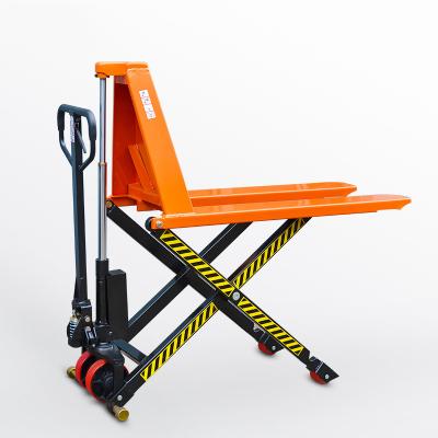 China Hotels High Lift Hydraulic Scissor Pallet Truck 1.5 Ton Manual Scissor Lift Truck 685mm Hand Pallet Fork Truck HJ15L for sale