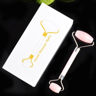 China Natural Rose Jade Face Roller Face Massager Crystal Stone Massager Crystal Skin Face Roller Wrinkle Removal Massage Roller for sale