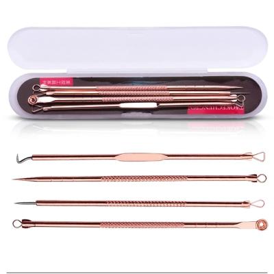 China 4PCS Blackhead Extractor Cravo Rose Gold Black Dots Cleaner Acne Blemish Remover Needles Set Anthracnoses Peep Cleanser Tool M M1155 for sale