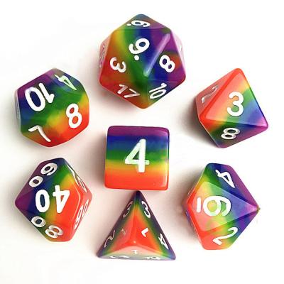 China New Dice 7pcs/set Rainbow Dice, d4 d6 d8 d10 d10 d12 d20 dnd RPG dice for board game HK188 for sale