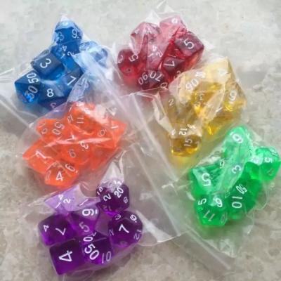 China 1 set of 7 sided dies D4 D6 D8 D10 D12 D20 for dungeons and dragons carve sill paneling RPG HK186 for sale