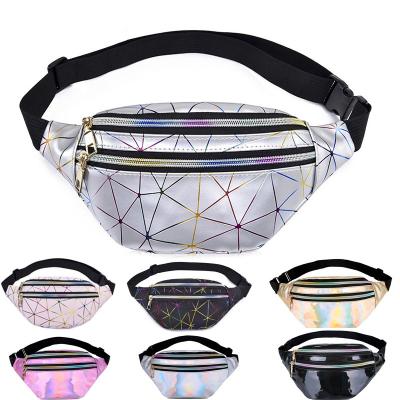 China Wear-Resistance Waist Bags Women Fanny Pack Female Belt Bag Pink Silver Black Geometric Waist Packs Chest Phone Pouch for sale