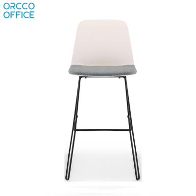 China 3660mm Hot Sale Home Bar Chair Plastic Shell Armless Metal Frame Bar Stools With Backrest And Footrest Dining Chairs for sale